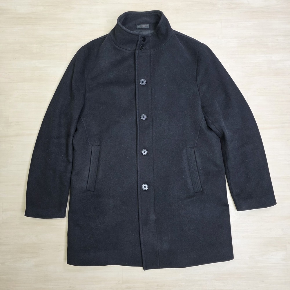 John Varvatos Black Pea Trench Coat Overcoat Wool Cashmere Size 40 R
